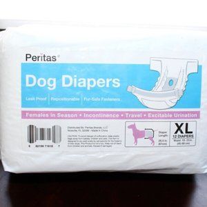 Peritas Disposable Dog Puppy Diapers for Female in Heat Period (X-Large) 12 ct.